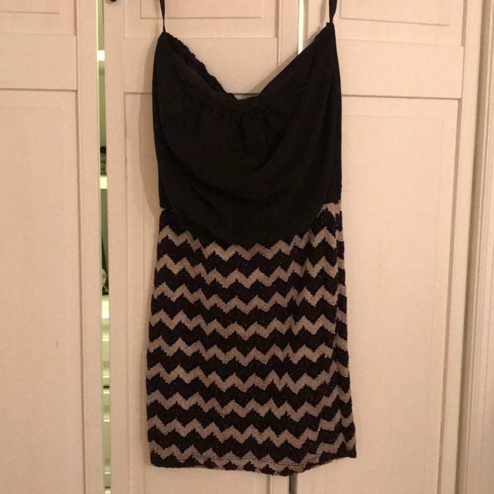 Strapless Gold & Black Dress